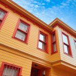Turkey building exterior. Colorful walls, and windows.